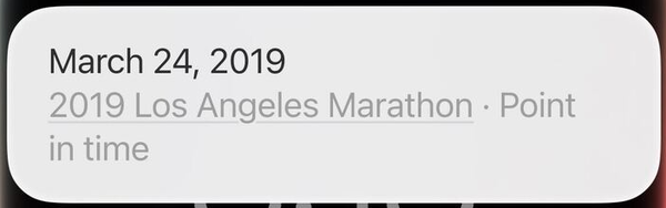 A screenshot of a Siri response that says, "March 24, 2019".